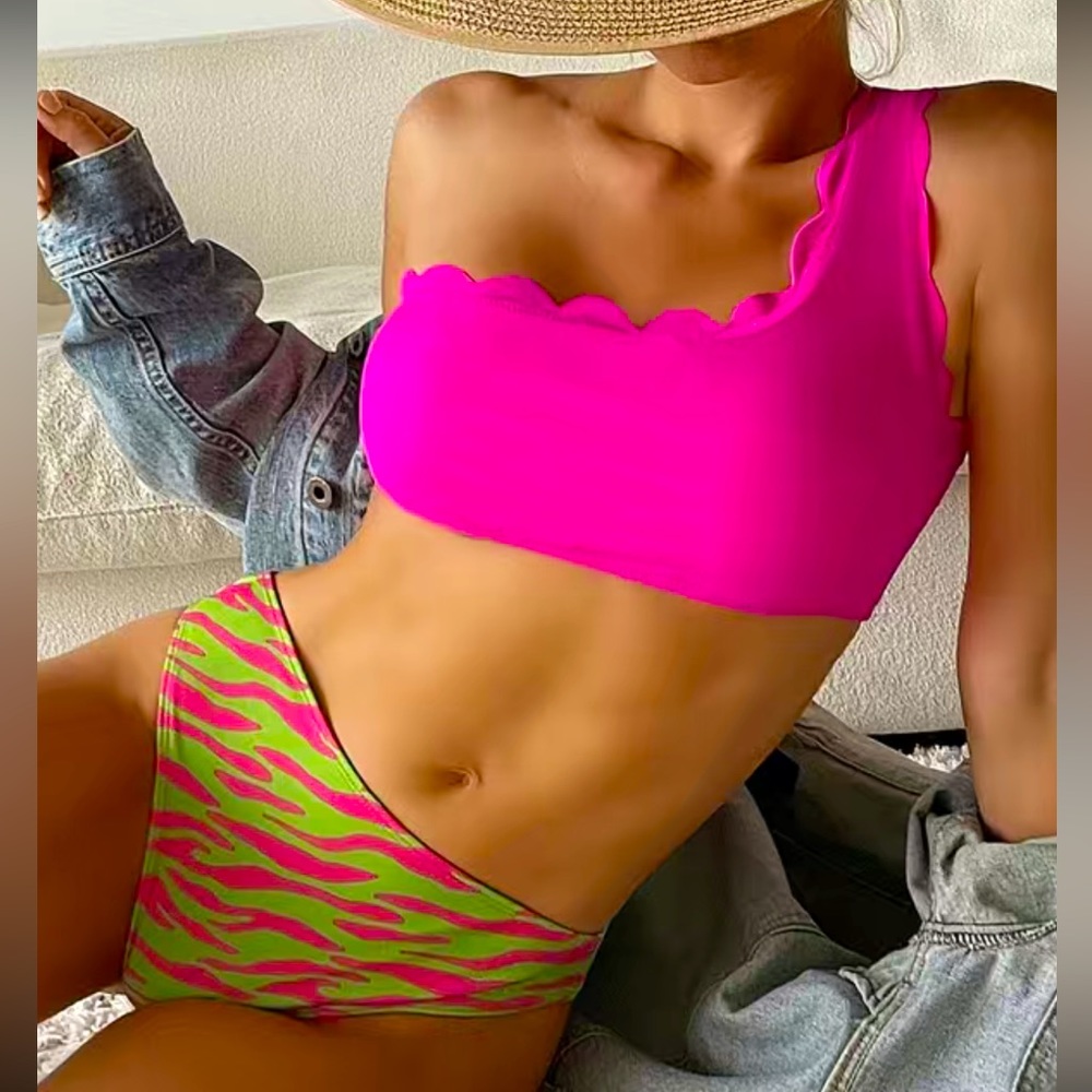 Pink and Green Swimsuit